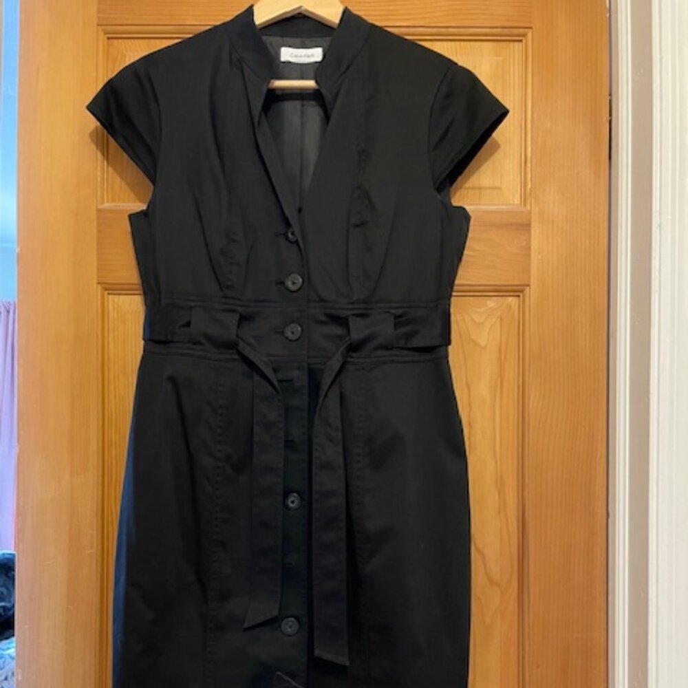 Calvin Klein black button down dress (midi) 8P